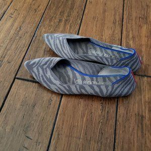 Rothy's the Point Gray Zebra Flats Womens Shoes Size 8.5 Pointed Toe Pre-Owned